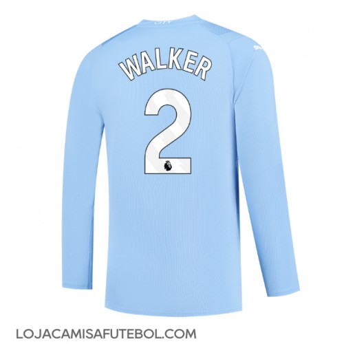 Camisa de Futebol Manchester City Kyle Walker #2 Equipamento Principal 2023-24 Manga Comprida